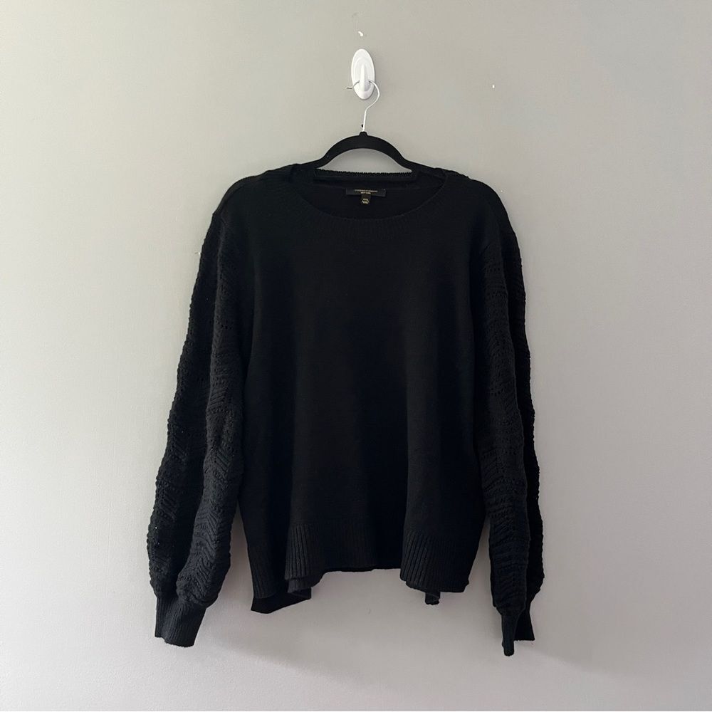 Christian Siriano New York black knit sweater puff sleeve size XXL